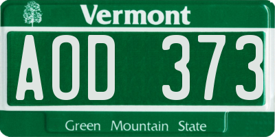 VT license plate AOD373