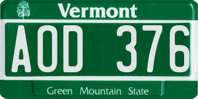 VT license plate AOD376