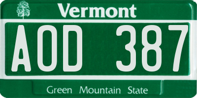 VT license plate AOD387