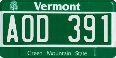 VT license plate AOD391