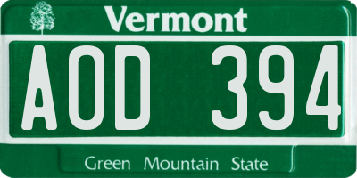 VT license plate AOD394