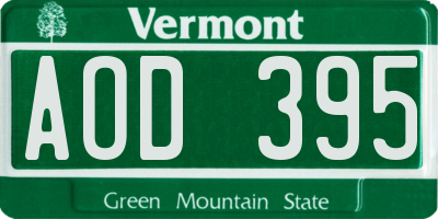 VT license plate AOD395