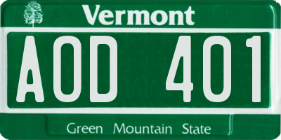 VT license plate AOD401