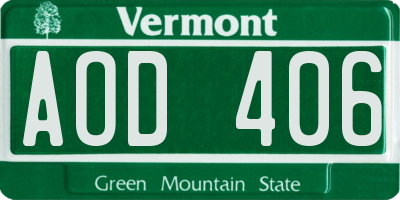 VT license plate AOD406