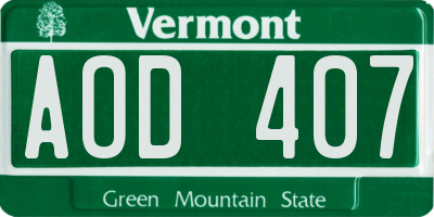 VT license plate AOD407