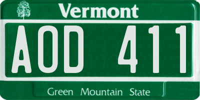 VT license plate AOD411