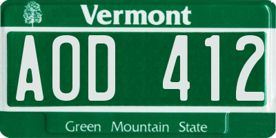 VT license plate AOD412