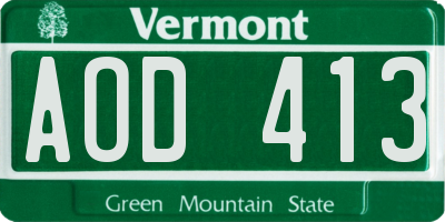 VT license plate AOD413