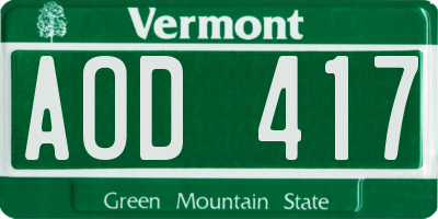 VT license plate AOD417