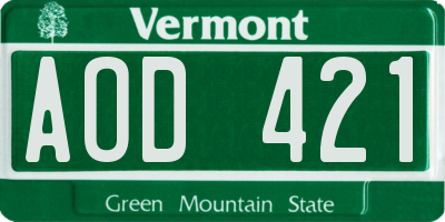 VT license plate AOD421