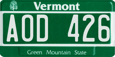 VT license plate AOD426