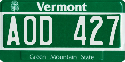VT license plate AOD427