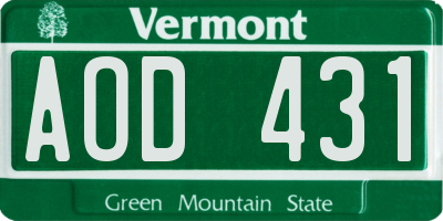 VT license plate AOD431