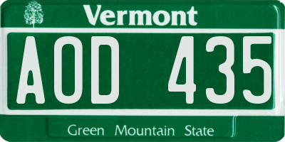 VT license plate AOD435