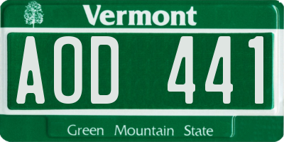 VT license plate AOD441