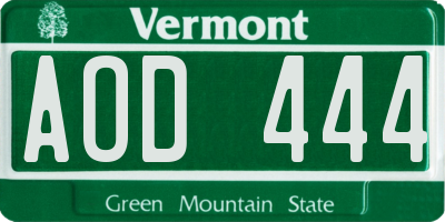 VT license plate AOD444