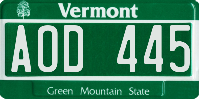 VT license plate AOD445