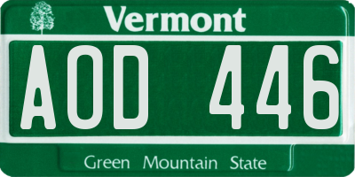 VT license plate AOD446