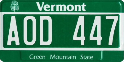 VT license plate AOD447