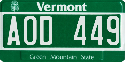 VT license plate AOD449