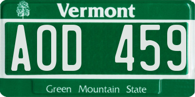 VT license plate AOD459