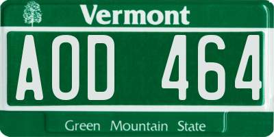 VT license plate AOD464