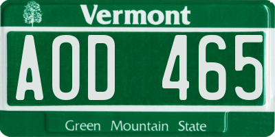 VT license plate AOD465