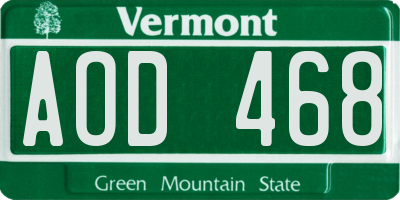 VT license plate AOD468