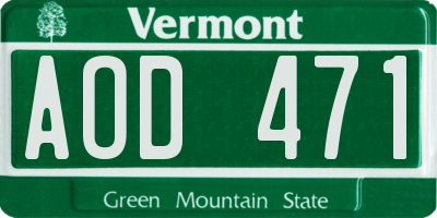 VT license plate AOD471
