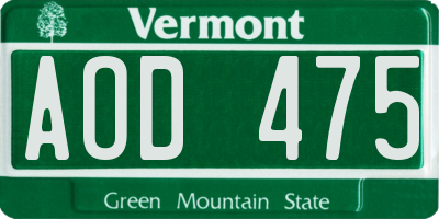VT license plate AOD475