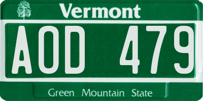 VT license plate AOD479