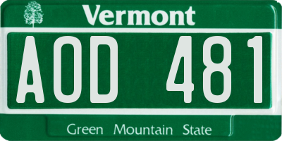 VT license plate AOD481