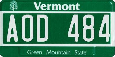 VT license plate AOD484