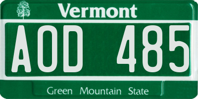 VT license plate AOD485
