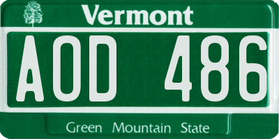 VT license plate AOD486