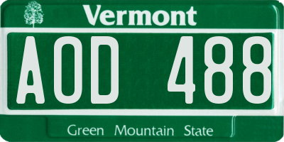VT license plate AOD488