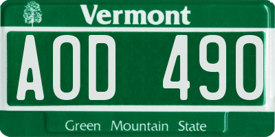 VT license plate AOD490