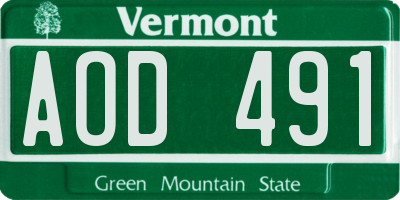 VT license plate AOD491
