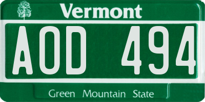 VT license plate AOD494