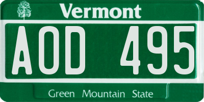 VT license plate AOD495