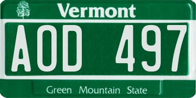 VT license plate AOD497