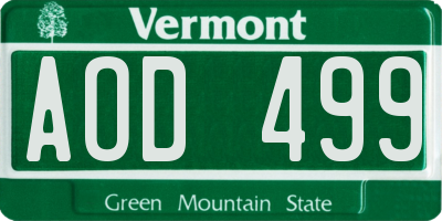 VT license plate AOD499