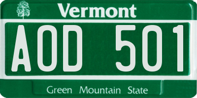 VT license plate AOD501