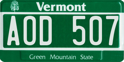 VT license plate AOD507