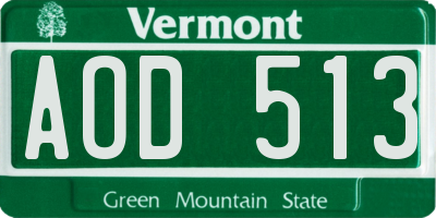VT license plate AOD513