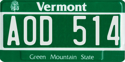 VT license plate AOD514
