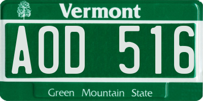VT license plate AOD516