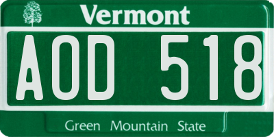 VT license plate AOD518