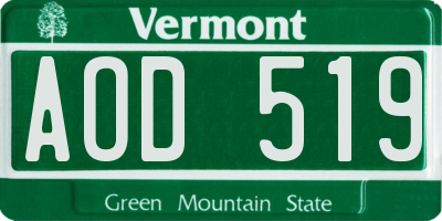 VT license plate AOD519