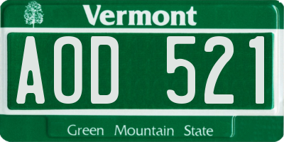 VT license plate AOD521